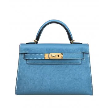 Hermes Kelly Bag 19 Epsom Leather Blue