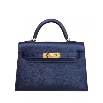 Hermes Kelly Bag 19 Epsom Leather Dark Blue