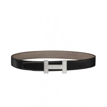 Hermes Women's Quizz belt buckle & Reversible leather strap Gray